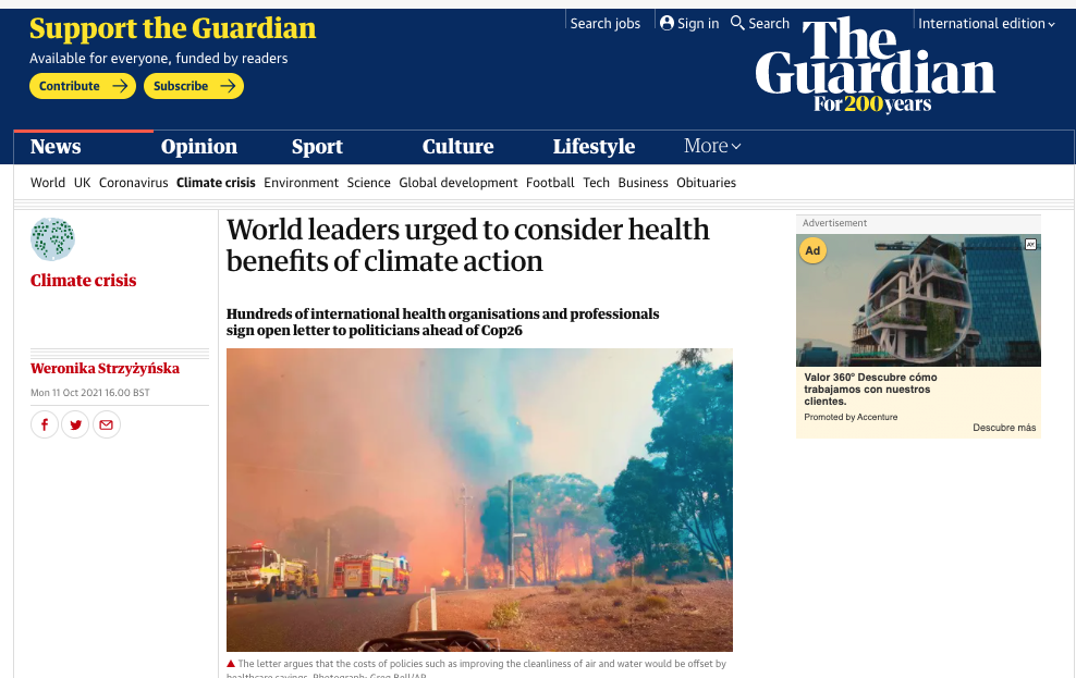 Coverage: 45 Million Health Professionals Call for Climate action